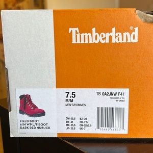 Timberland Field Boot 6in WP L/F Boot Dark Red Nubuck